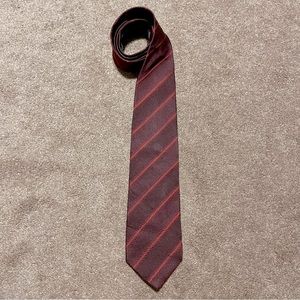 SOLD VTG BOSS Hugo Boss Designer Made in Italy Silk Rich Red Striped Neck Tie